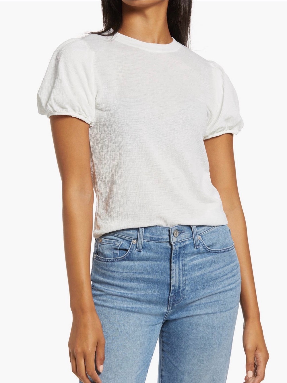 Halogen Puff Sleeve Crew Neck Top